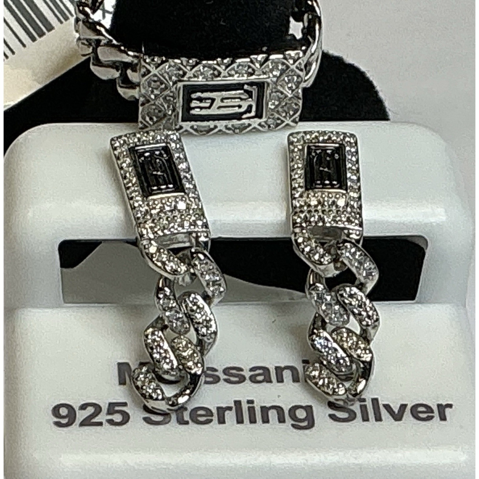 925 Sterling Silver Moissanite Ring & Earrings Set Vvs D Color